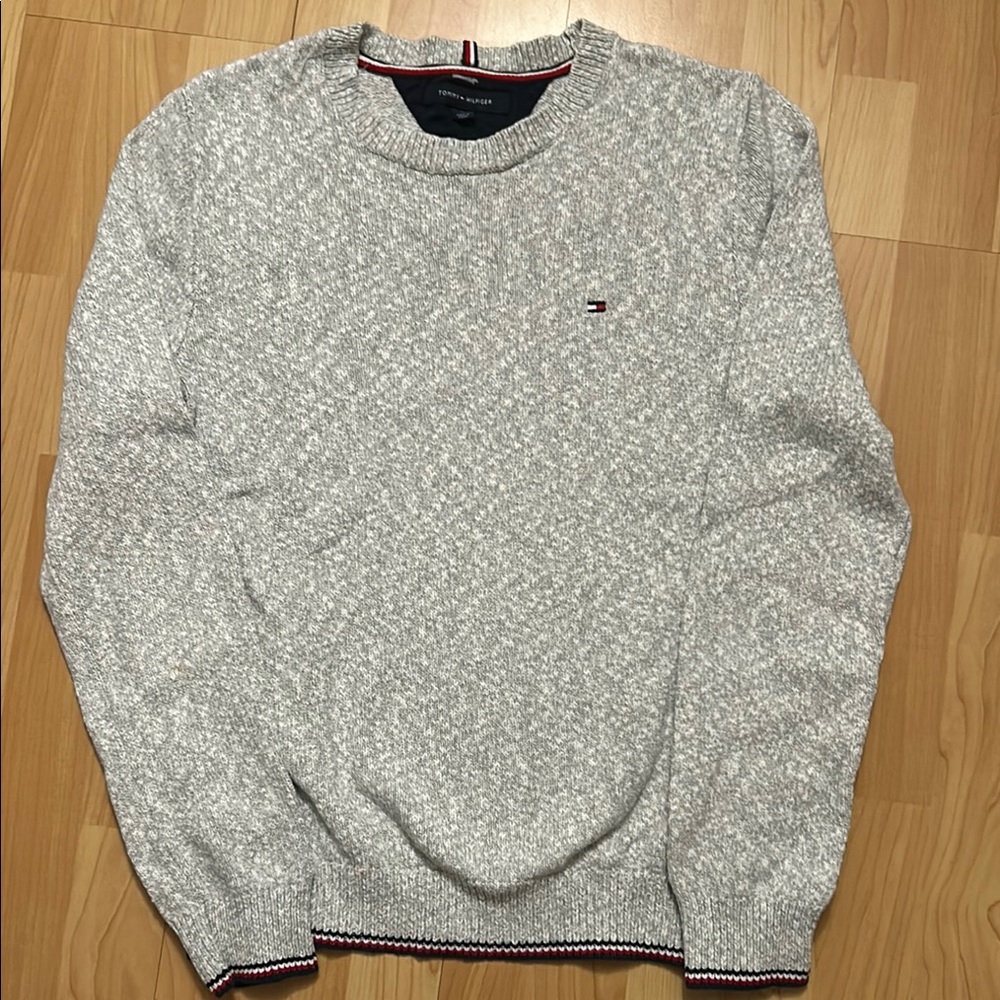 Tommy Hilfiger Gray Crewneck Sweater with Logo